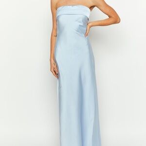 beginning boutique blue silk dress